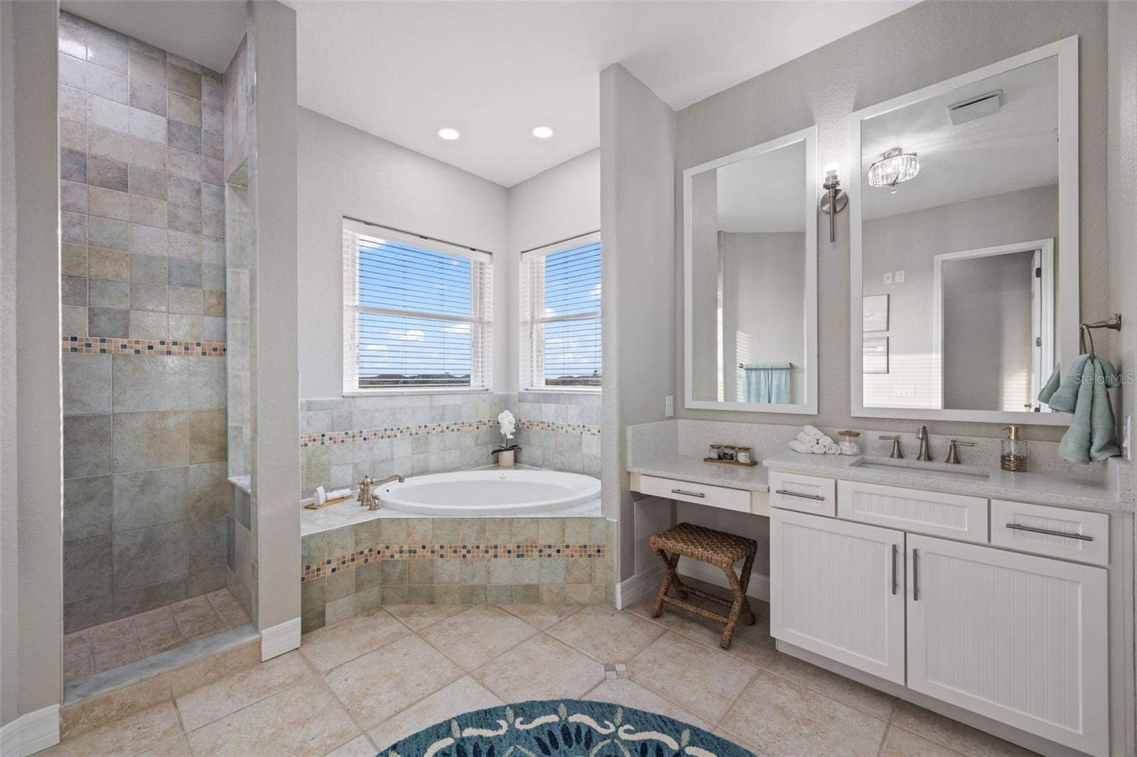 Master bathroom tub/shower/vanity.