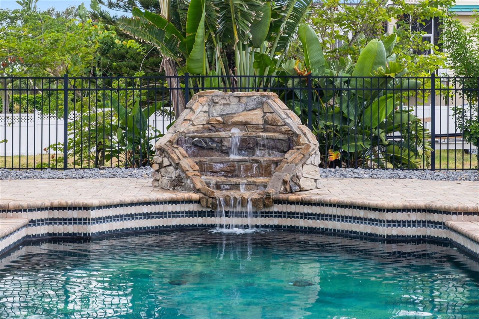 Waterfall in the pool.