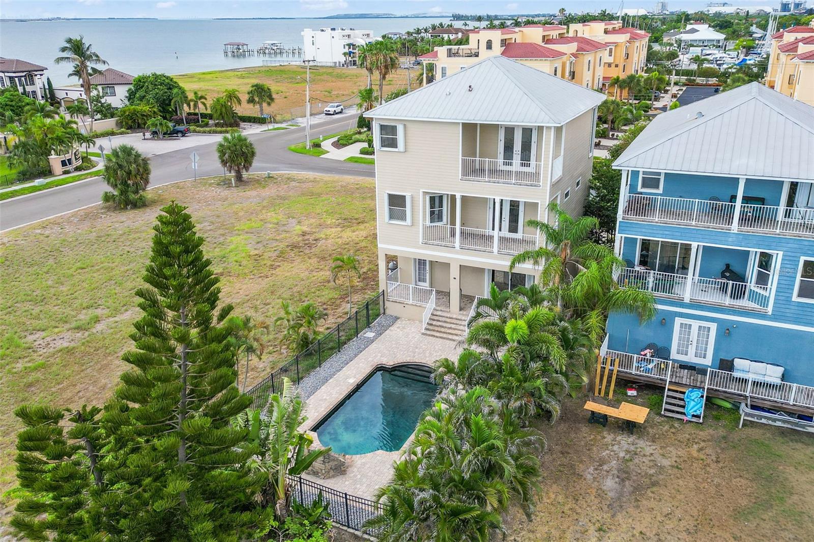 Rear aerial view of the home.