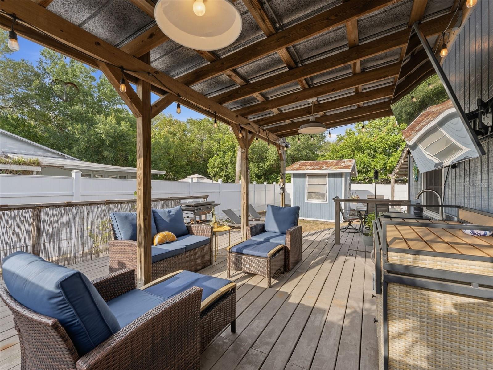 back deck facing shed