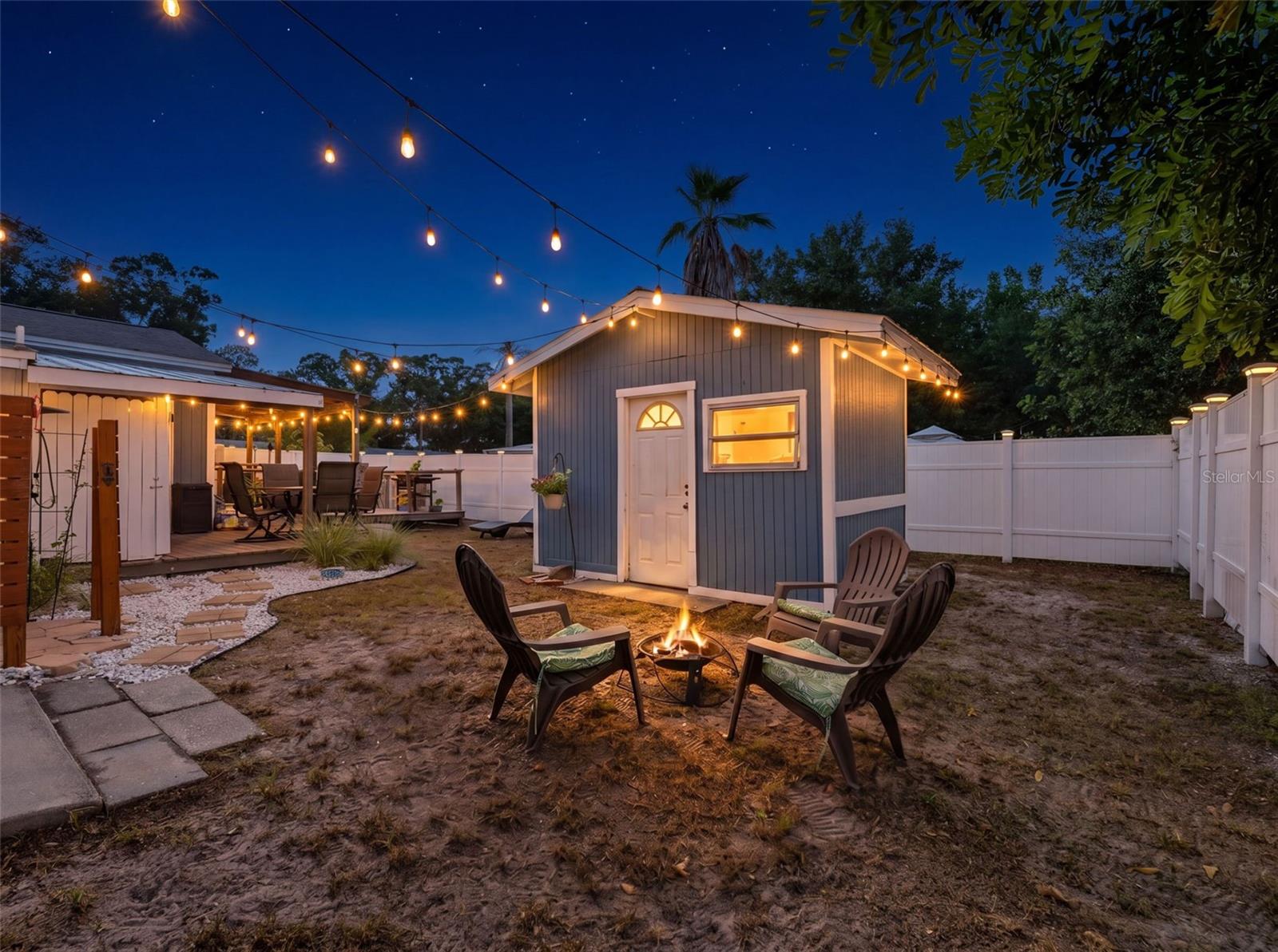 outdoor shed night