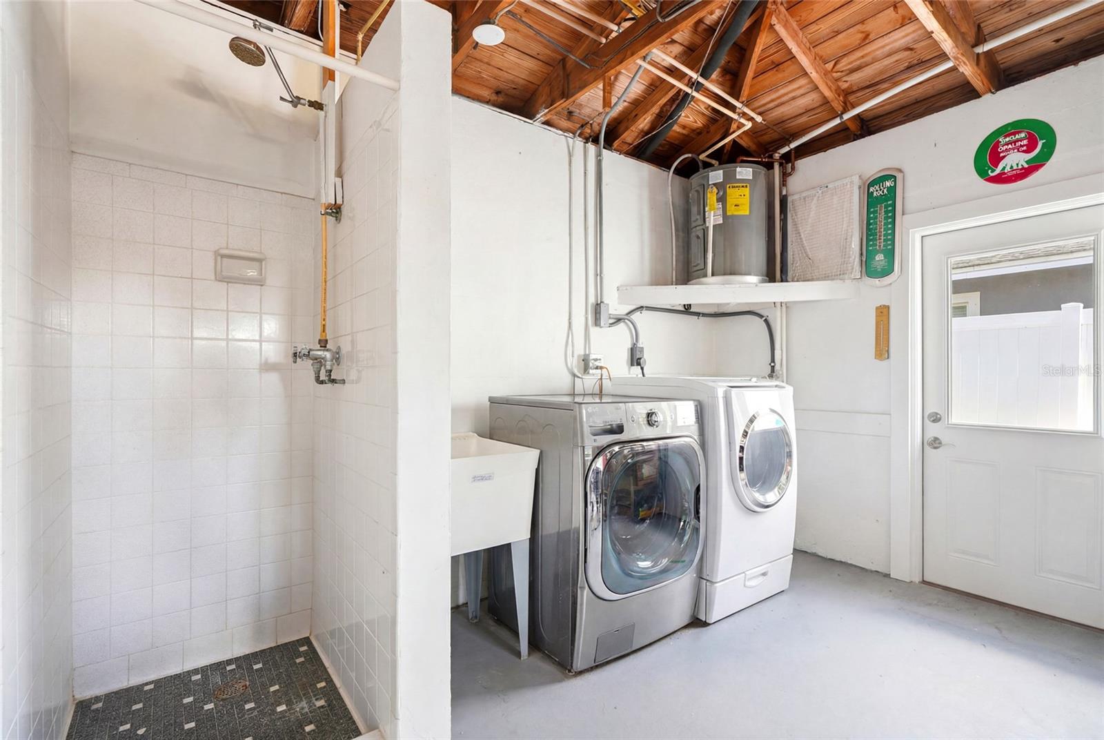 Shower/washer/dryer in garage