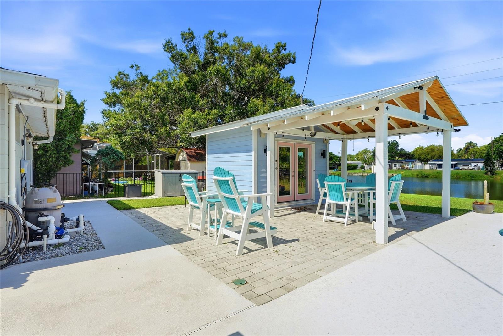 Custom built pool side cabana