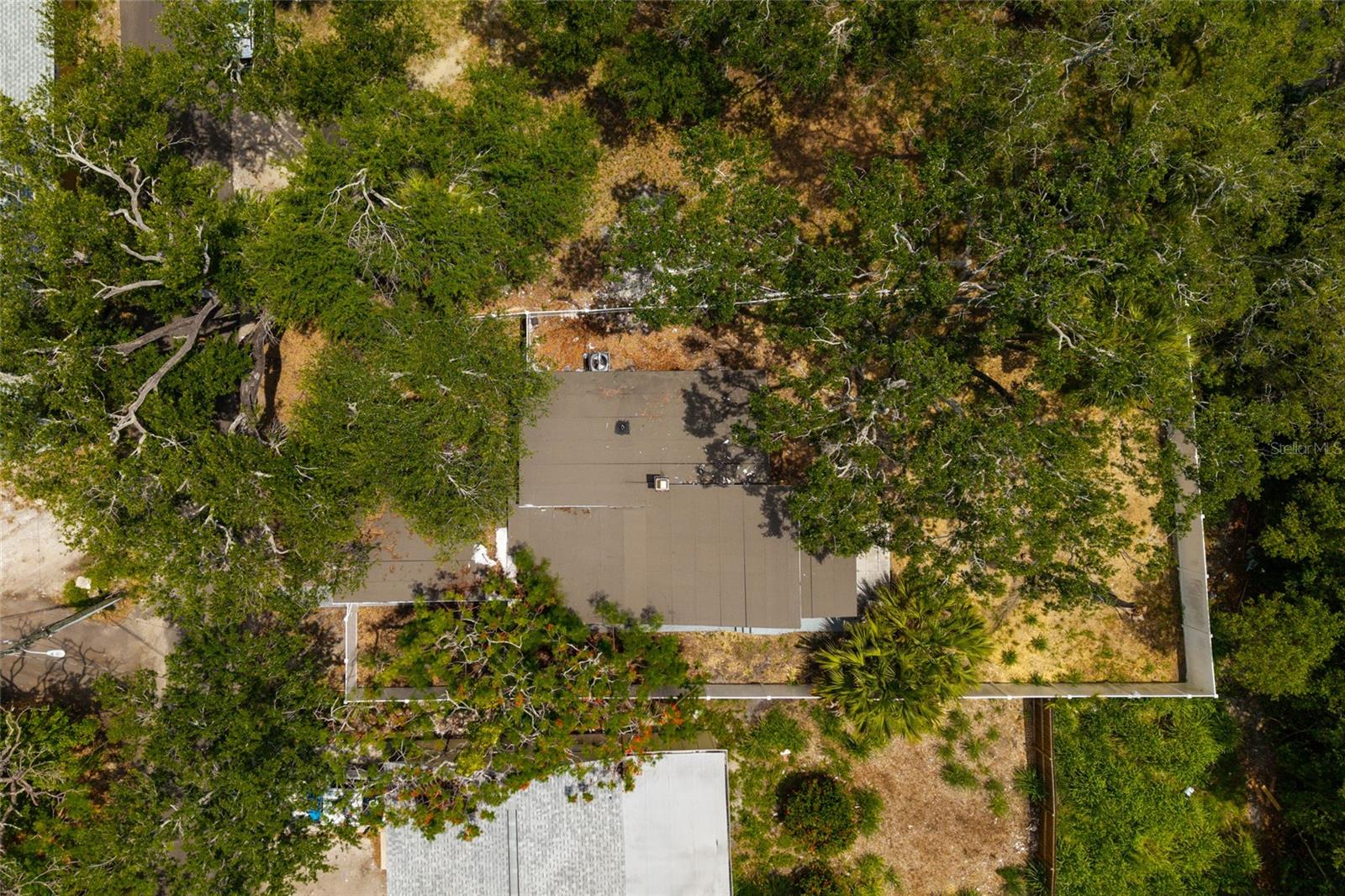 Aerial of home on lot