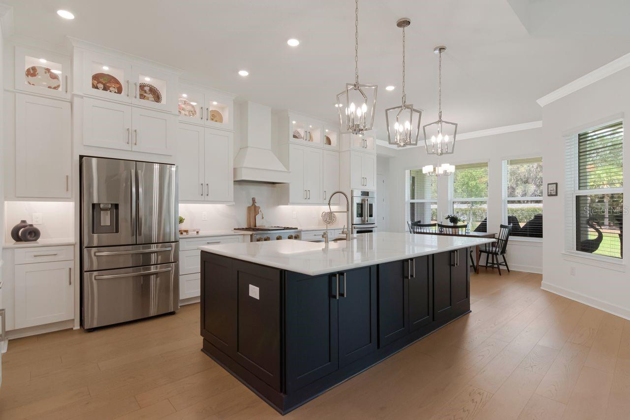 Chef's Kitchen - Quartz - Expansive Island with Storage - Pendant Lighting - Double Ovens - Gas Range & Hood - Butler's Pantry - Cabinets with Crown Molding - Stainless Steel Appliance Package