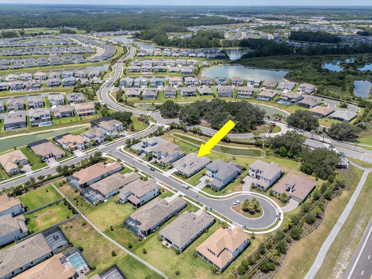 Aerial View of Home - Premium Water Lot - No REAR Neighbors - Cul-De-Sac Street - River's Edge Community