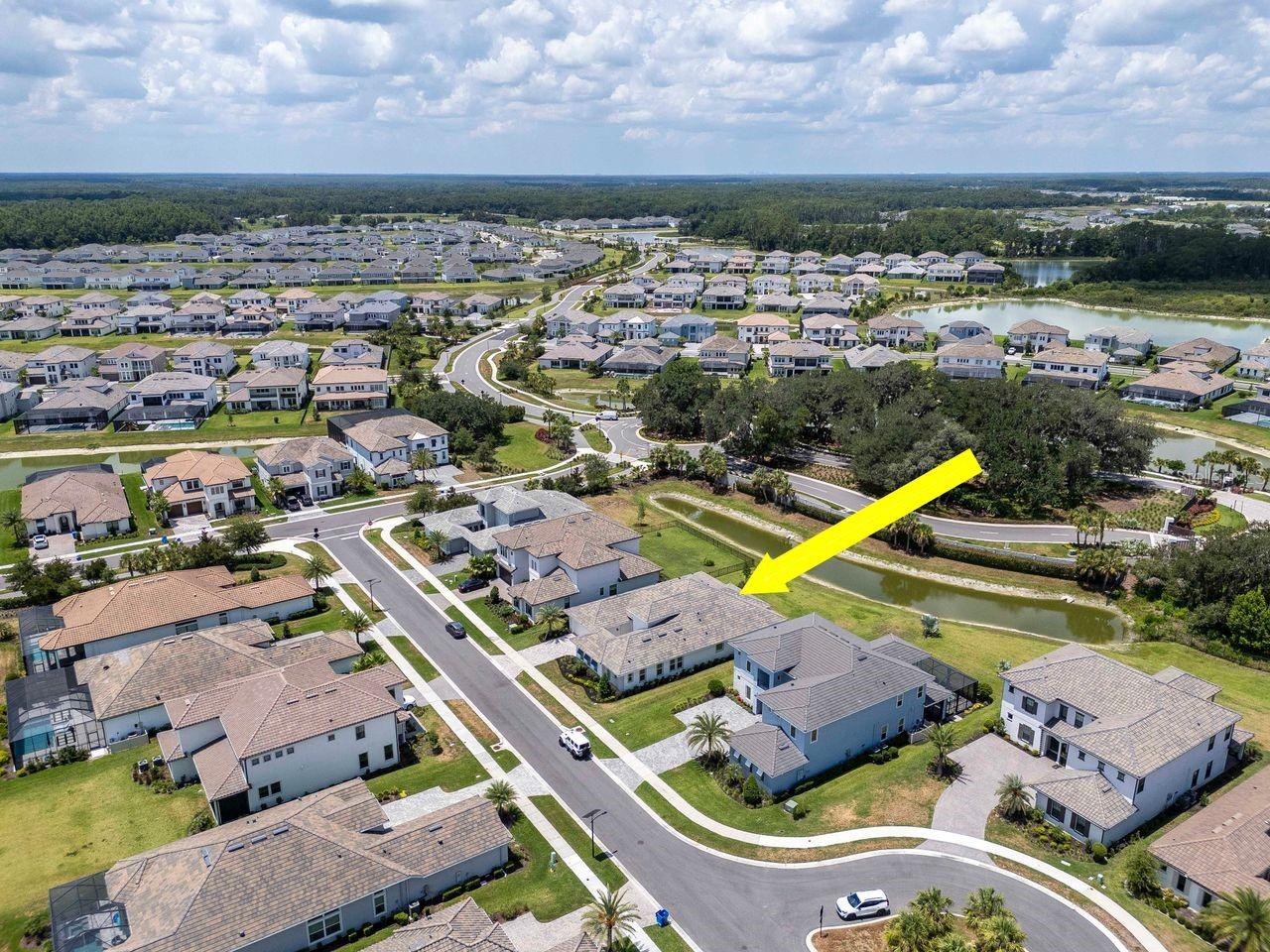 Aerial View of Home - Premium Water Lot - No REAR Neighbors - Cul-De-Sac Street - River's Edge Community