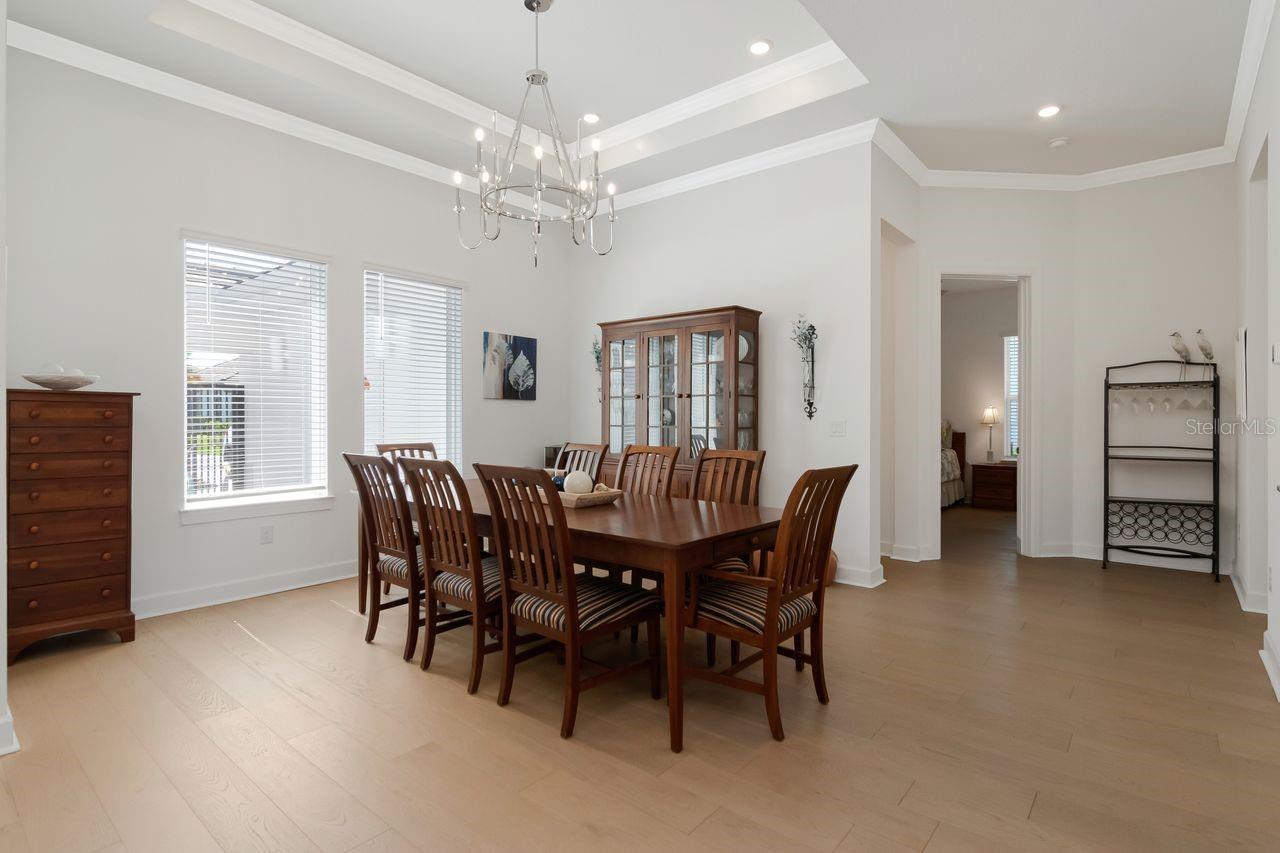 Formal Dining Room, Tray Ceiling with Crown Molding, Chandelier