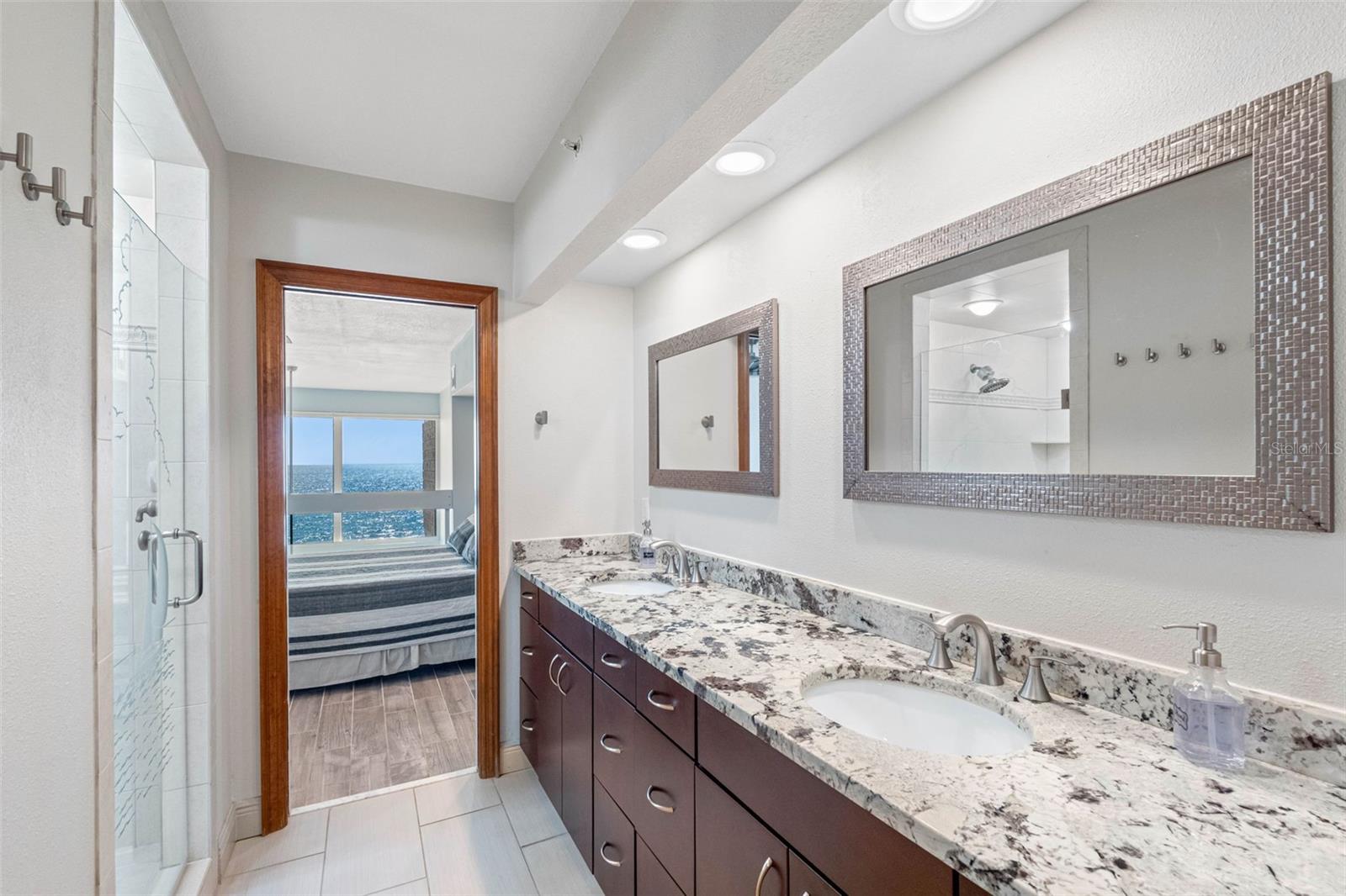 .. Master Bathroom Looking Out. Completely Remodeled..