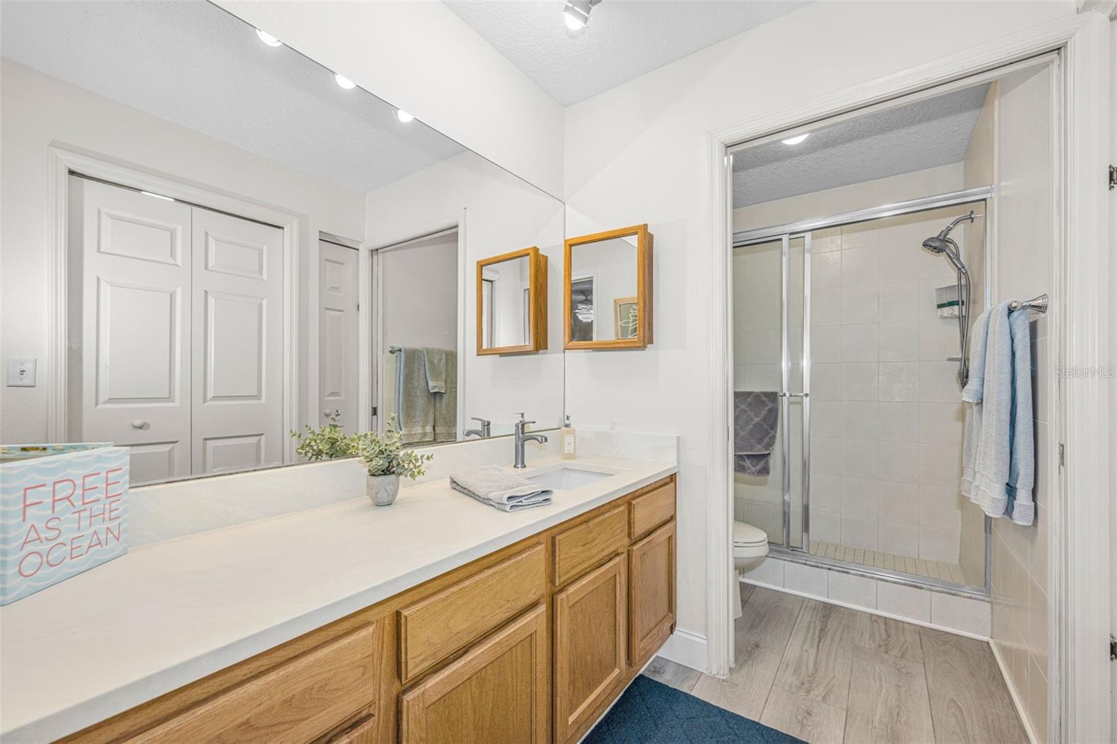 Private water closet with pocket door