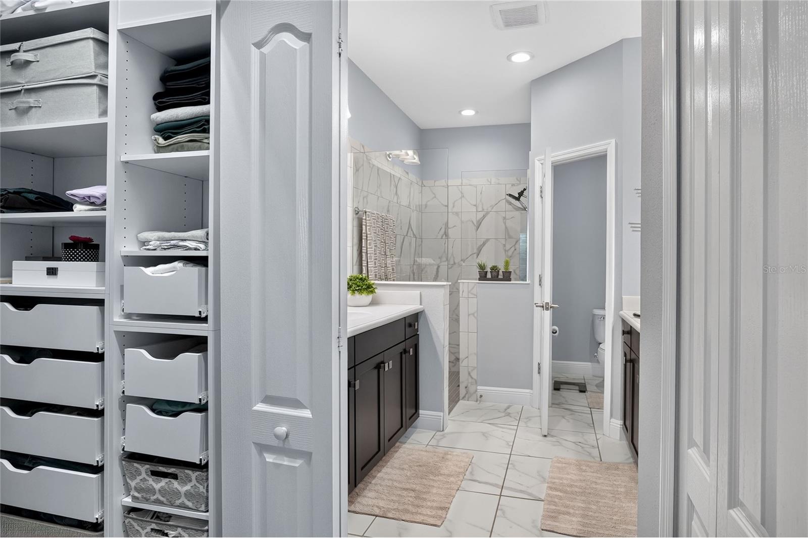 built in shelves in walk in closet