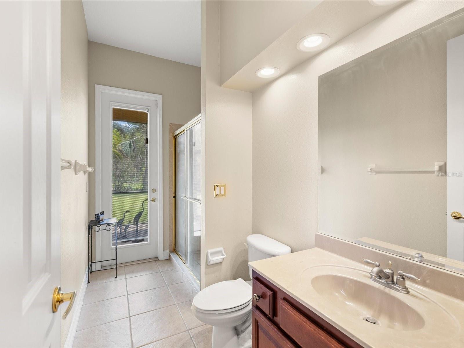 3rd Full Bathroom, entry from patio as well!