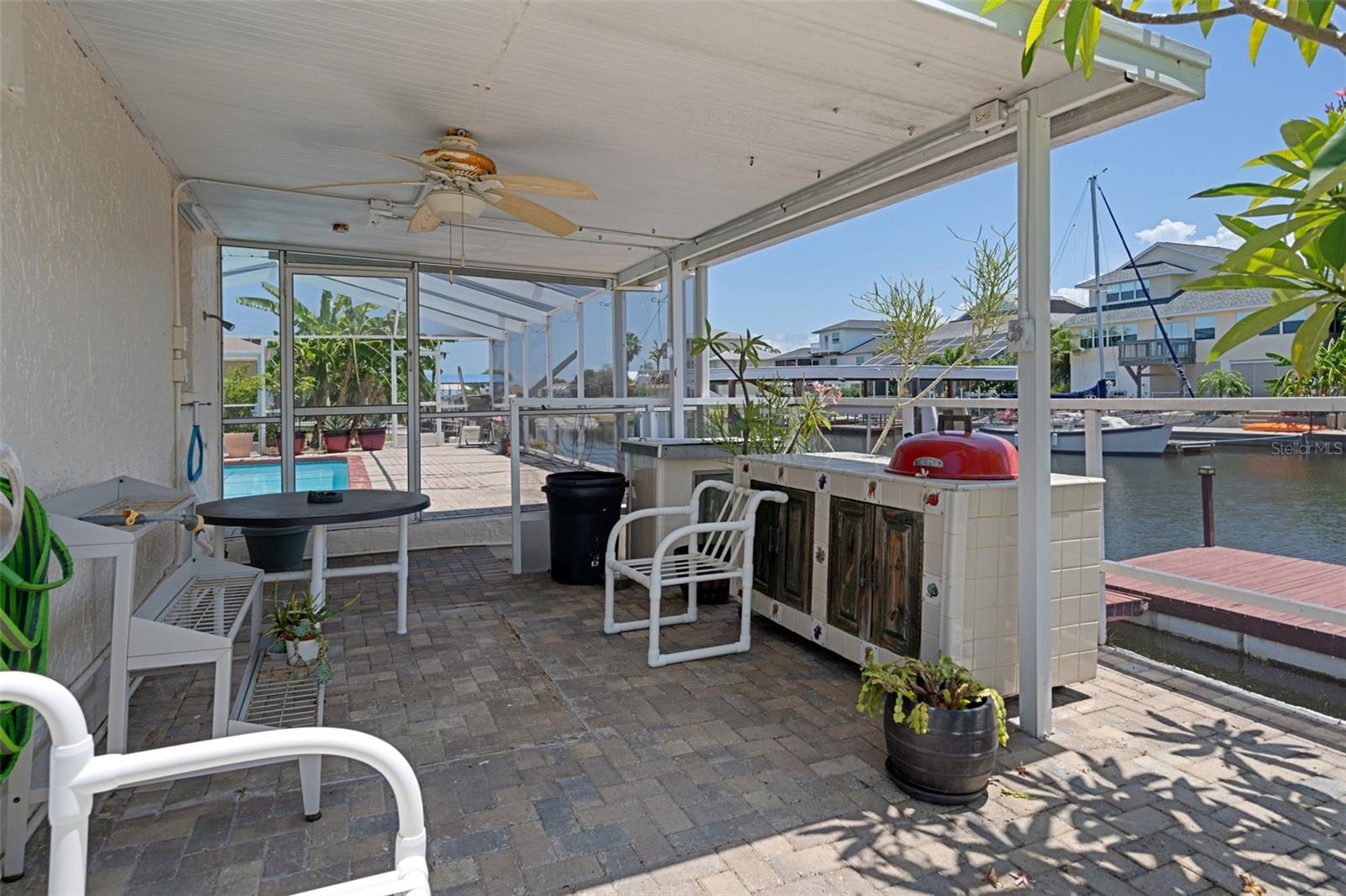 Covered Paver Lanai with Grill and Propane Stove