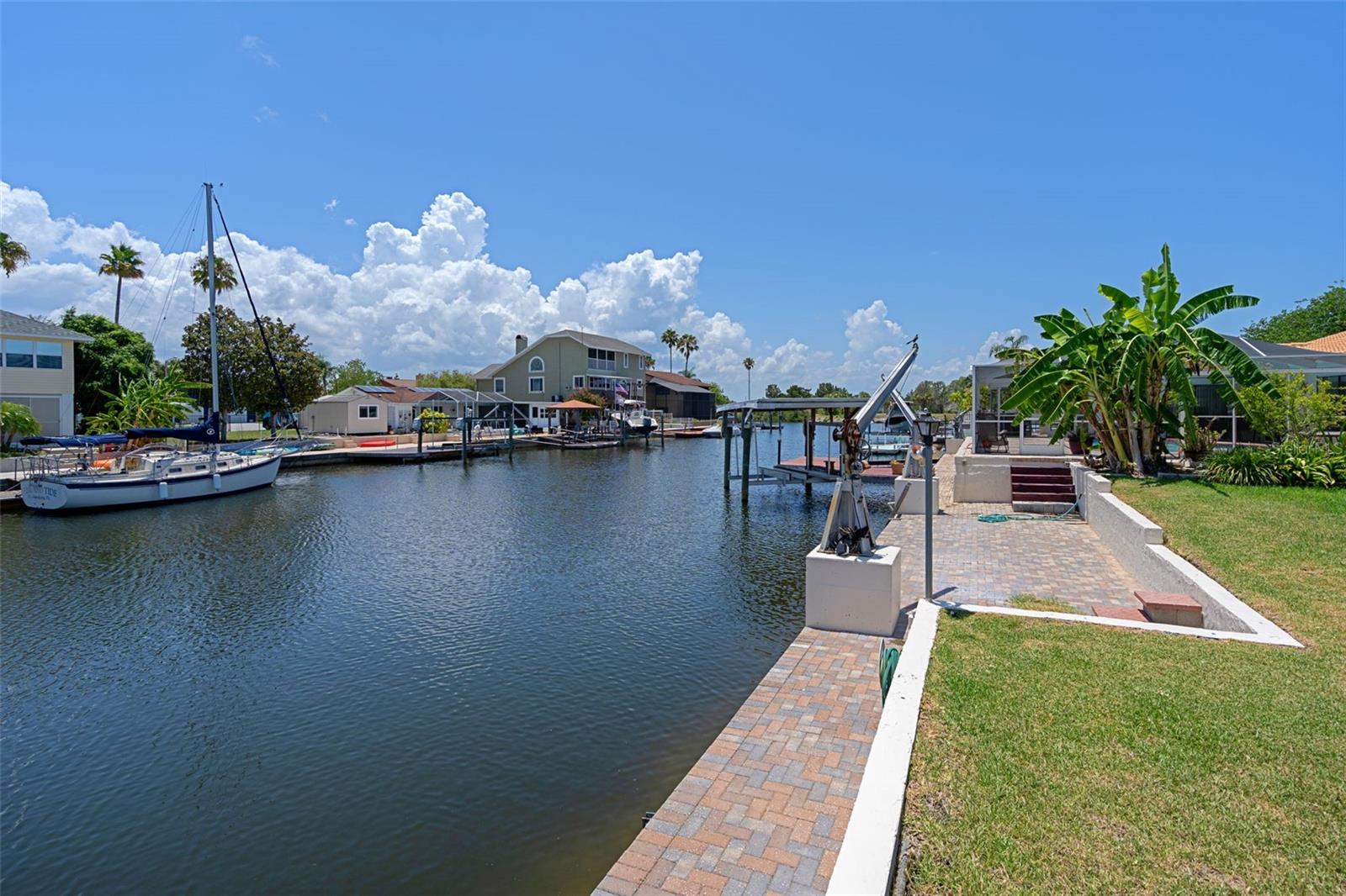 Brick Paver Topped Sea Wall with Davits