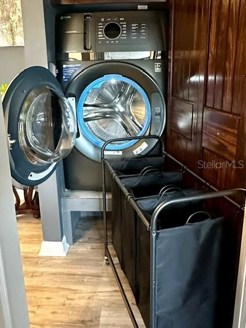 Washer/Dryer combo with raised shelf for easy access