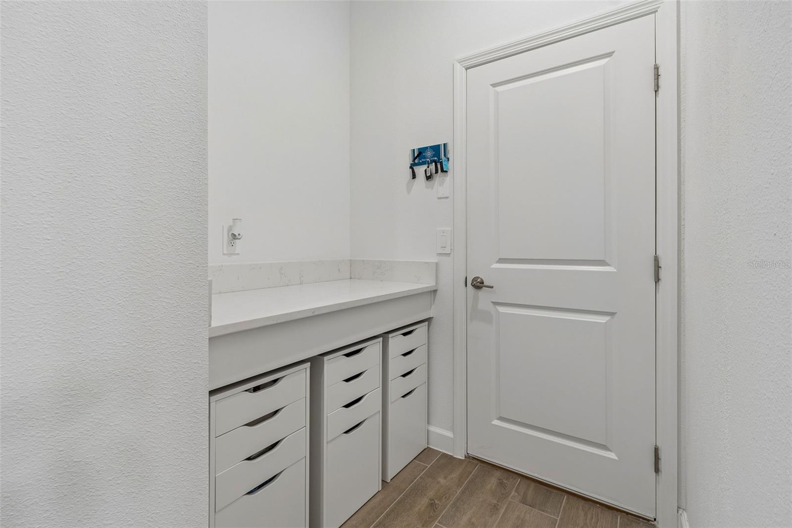Garage and desk or storage area