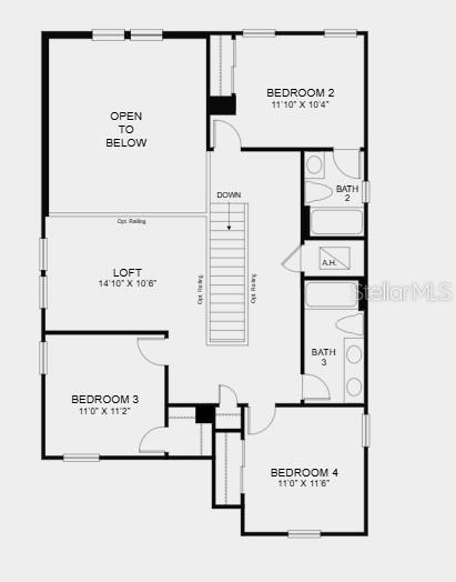 Second Floor Plan - Additional Highlights Include: tray ceiling package, pocket sliding glass door out to the lanai, oak stair treads with spindles at the stairs, and kitchen pendant lights
