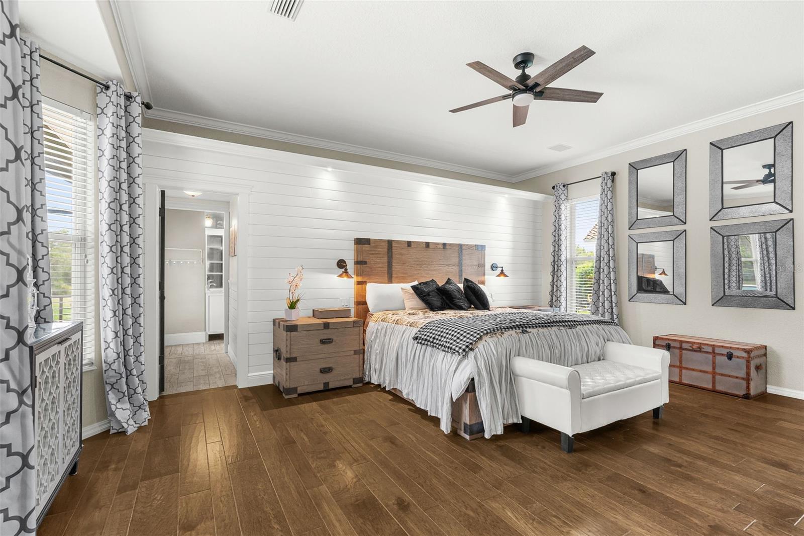 A true owner's retreat, the primary suite was designed to be a peaceful escape at the end of every day.