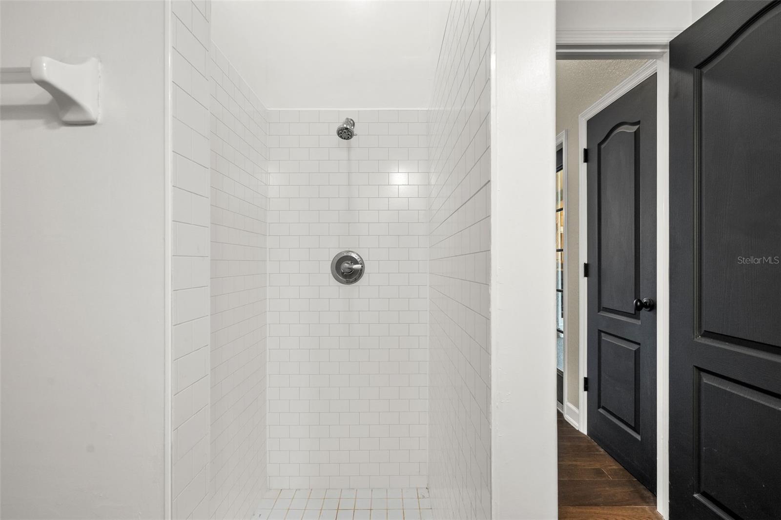 A spacious walk-in shower completes this thoughtfully designed bathroom, blending style, functionality, and comfort into one inviting space.