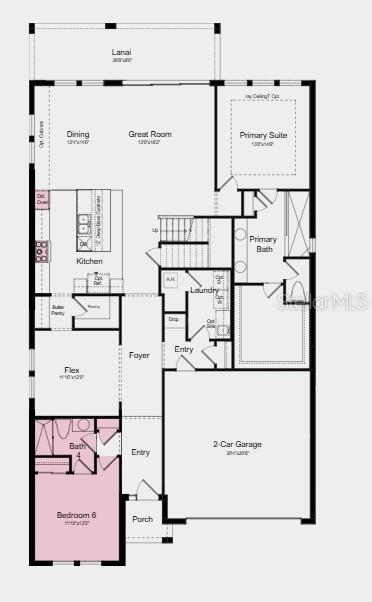 First Floor Plan - Additional Highlights Include: 8' interior doors, luxury vinyl plank stair treads, metal spindles, tray ceiling package, pendant lights in kitchen and extra recessed lighting