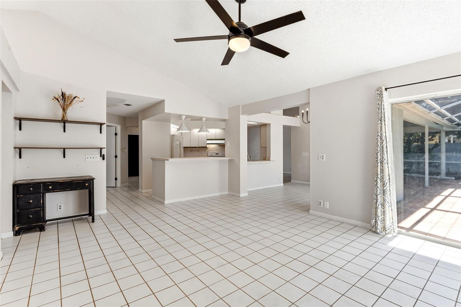 Living Room with Ceiling Fan
