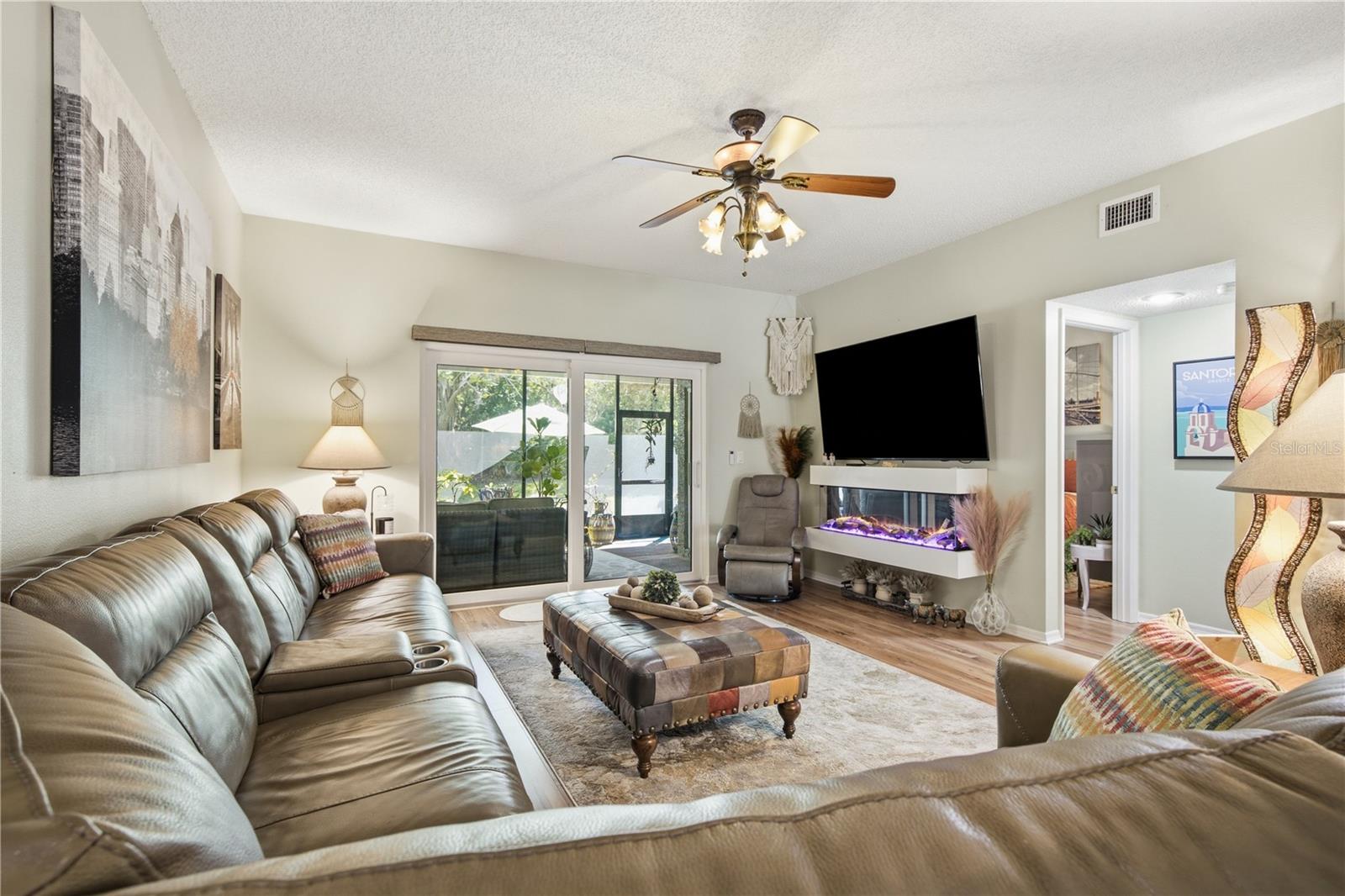 Electric fireplace stays with home!