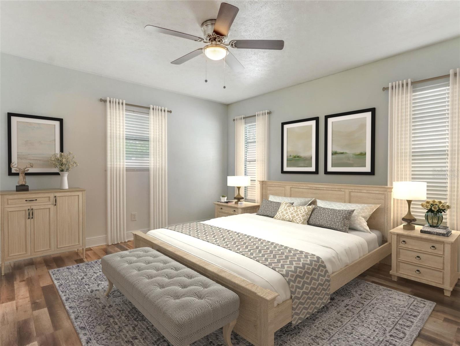 Virtually staged Primary Bedroom
