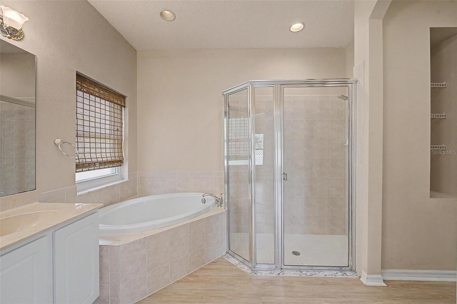 soaking tub and stand up shower