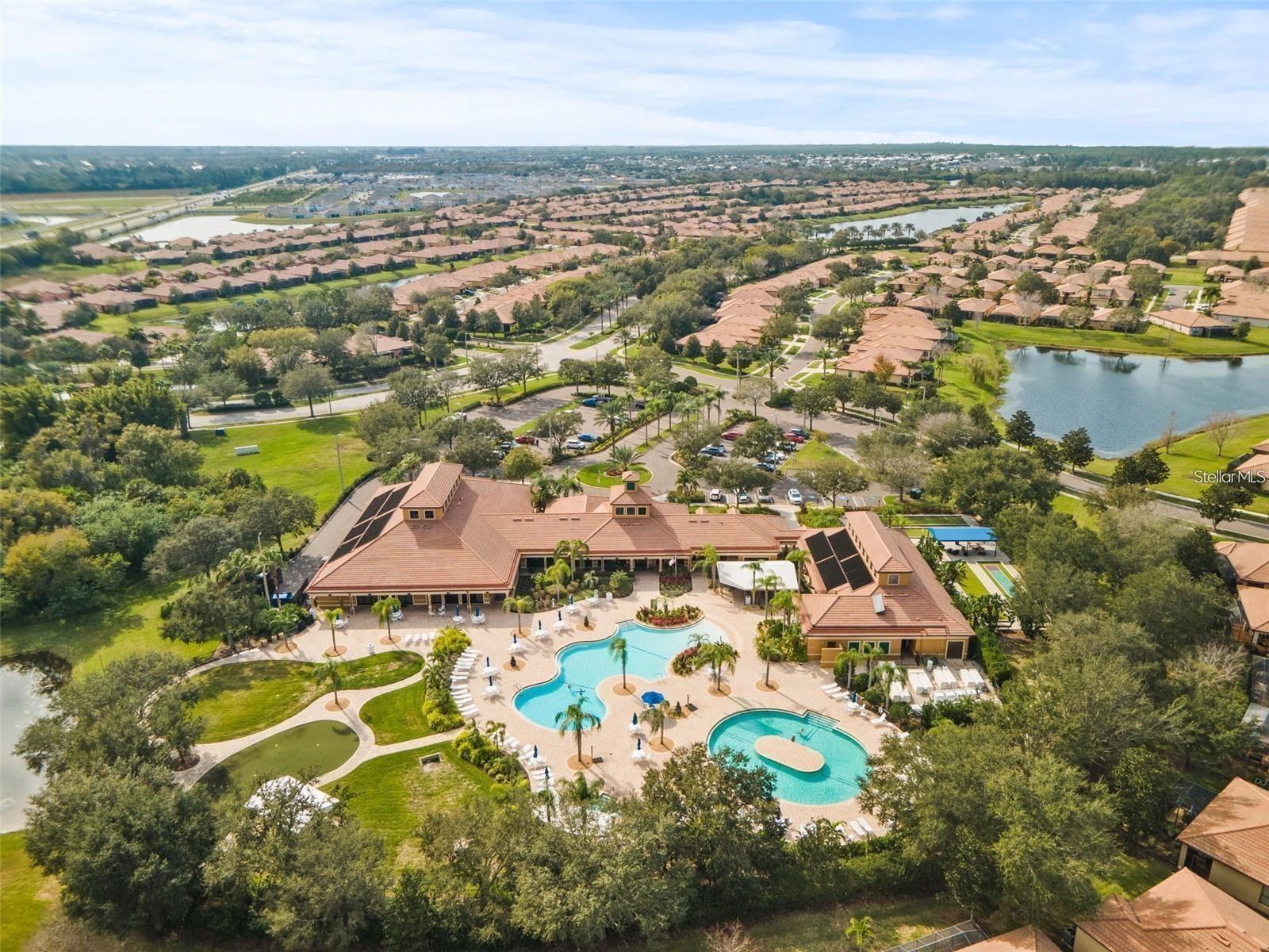 Aerial view of community amenities