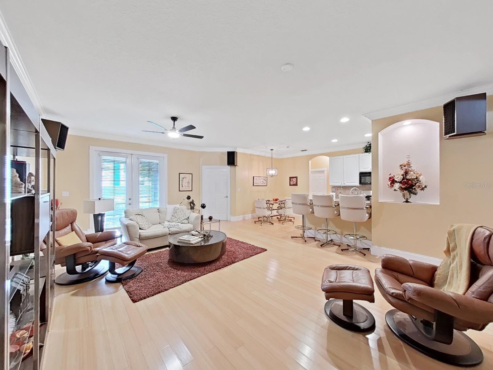 View of Great Room to Dining Kitchen Area
