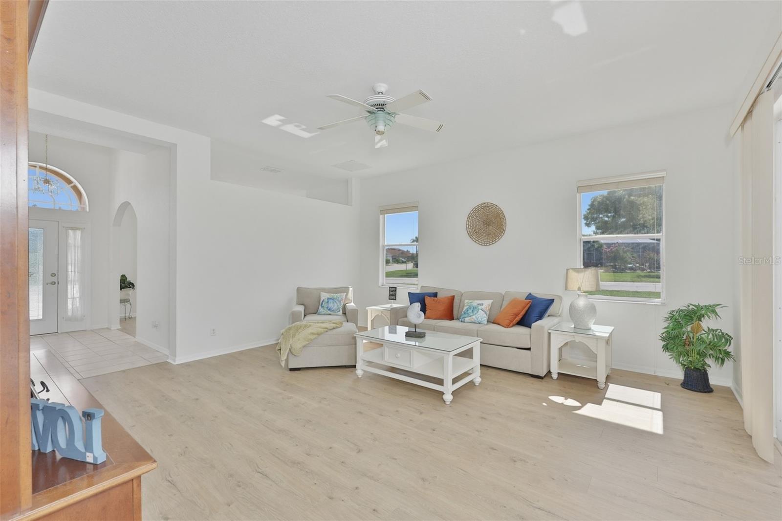 Living Room, Newer LVT Flooring Sliders to F