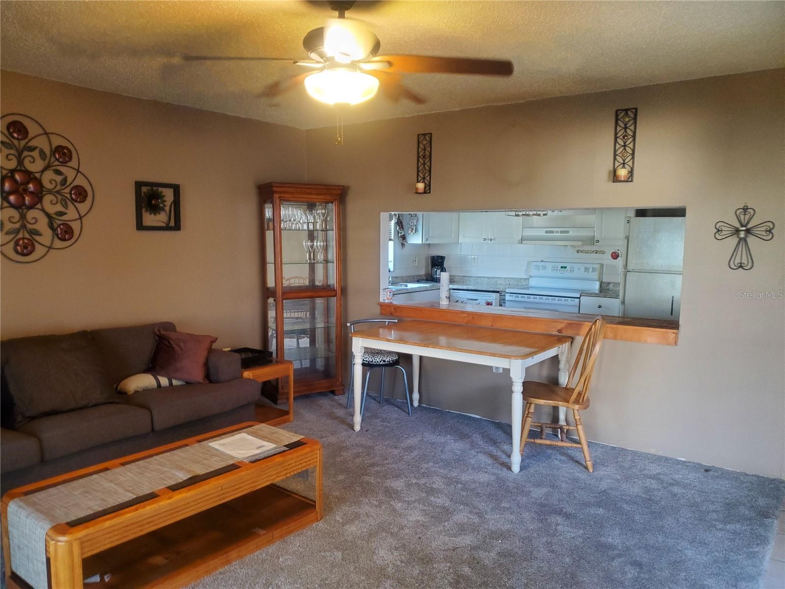 Living room and dining area.