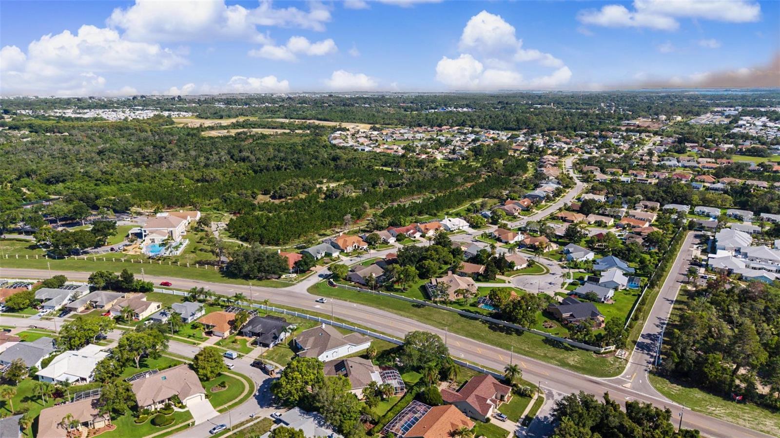 Ariel shot of the neighborhood and surrounding area.