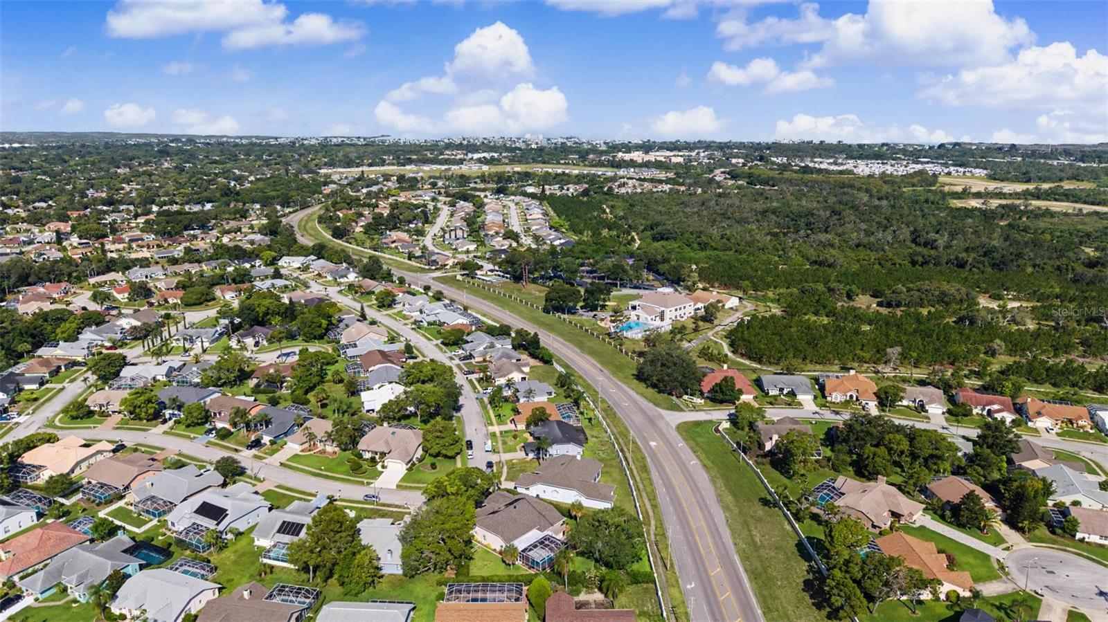 Ariel shot of the neighborhood and surrounding area.