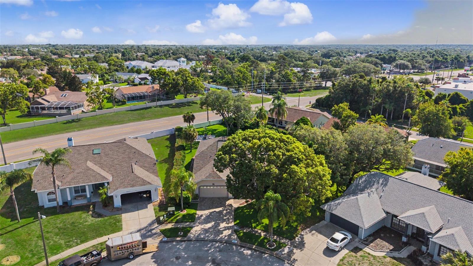 Ariel shot of the home and neighboring homes.
