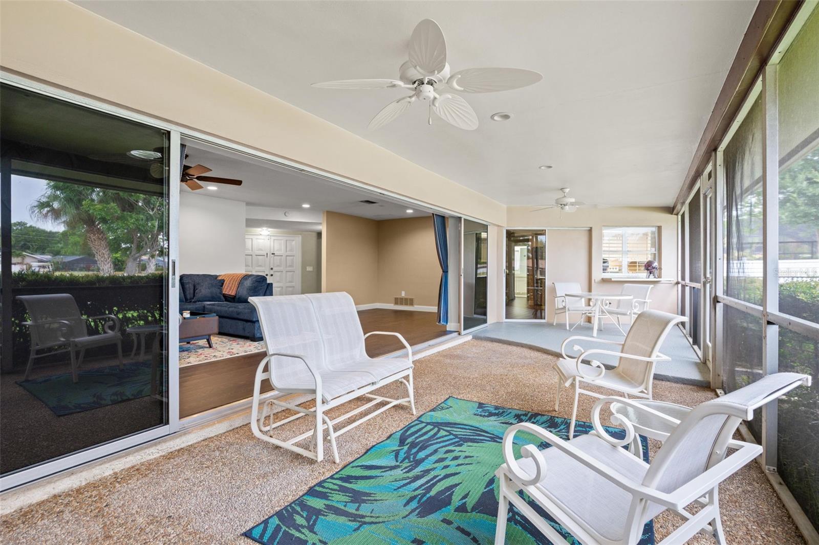 Screened lanai overlooking golf course