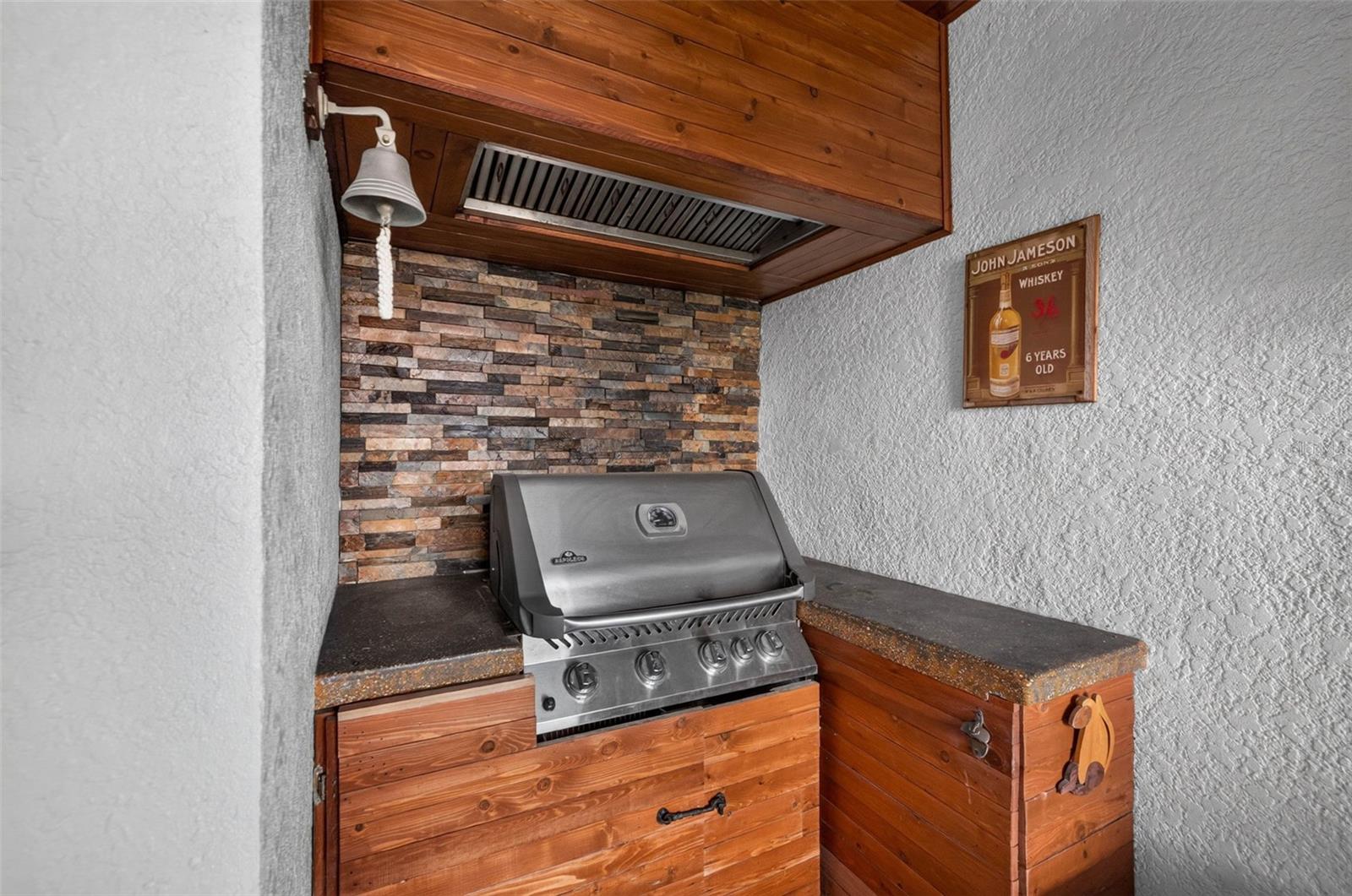 Grill in screened in back porch