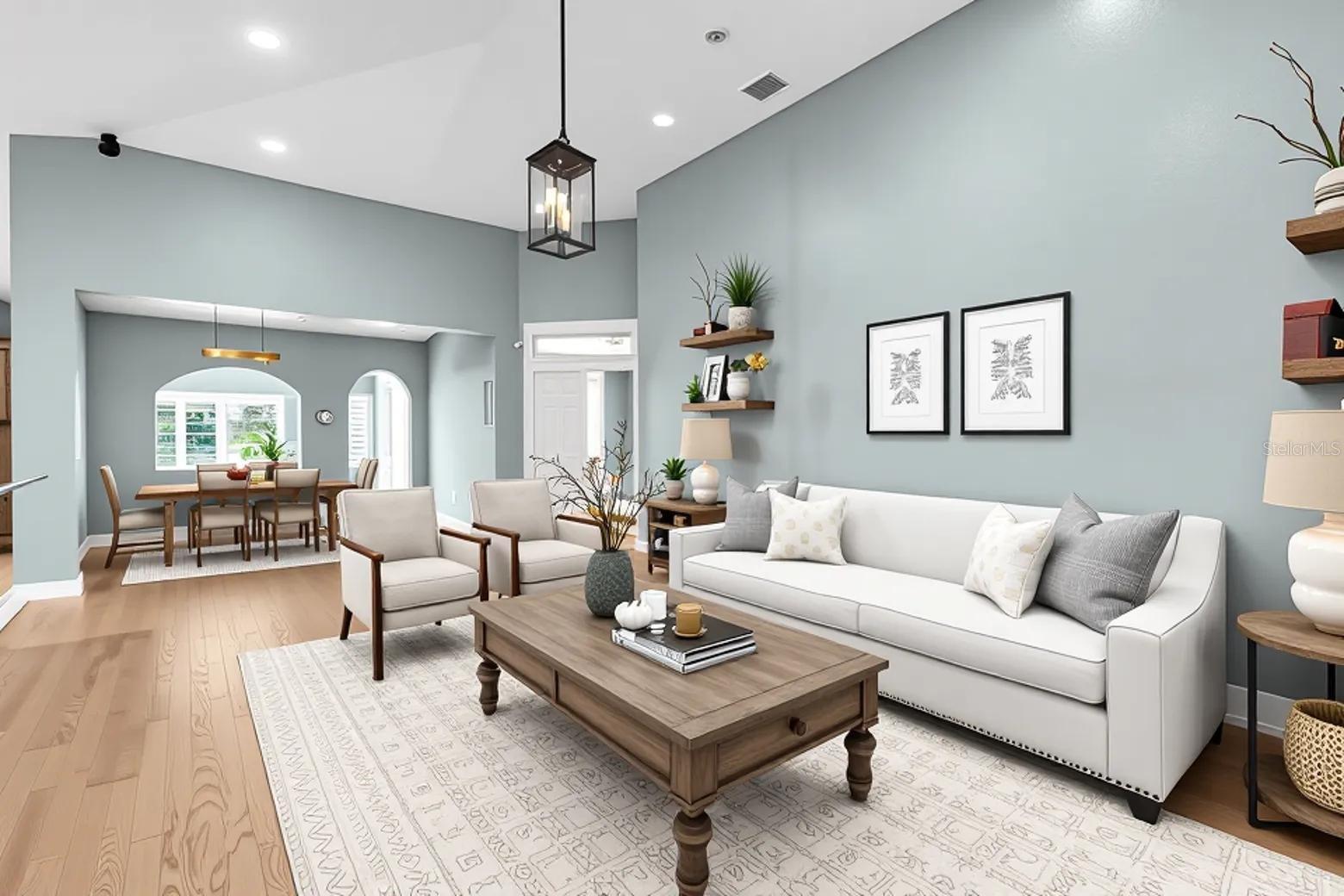virtual staged living room set up option
