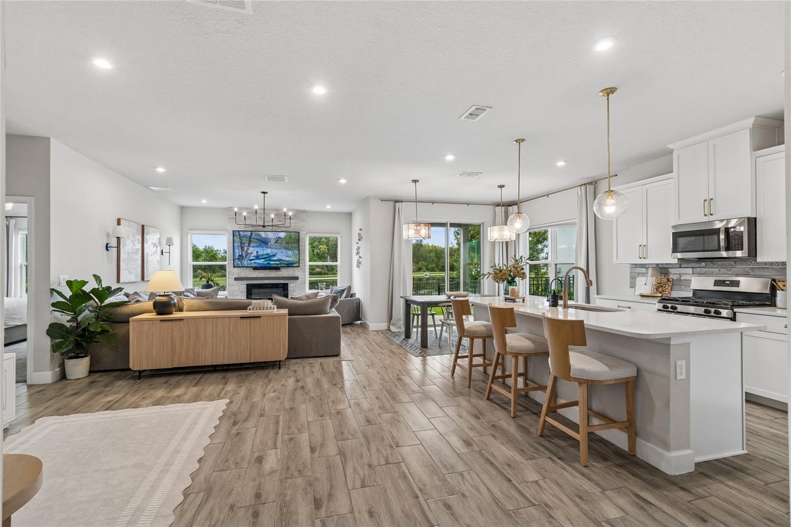 Side View of Kitchen and Living Room