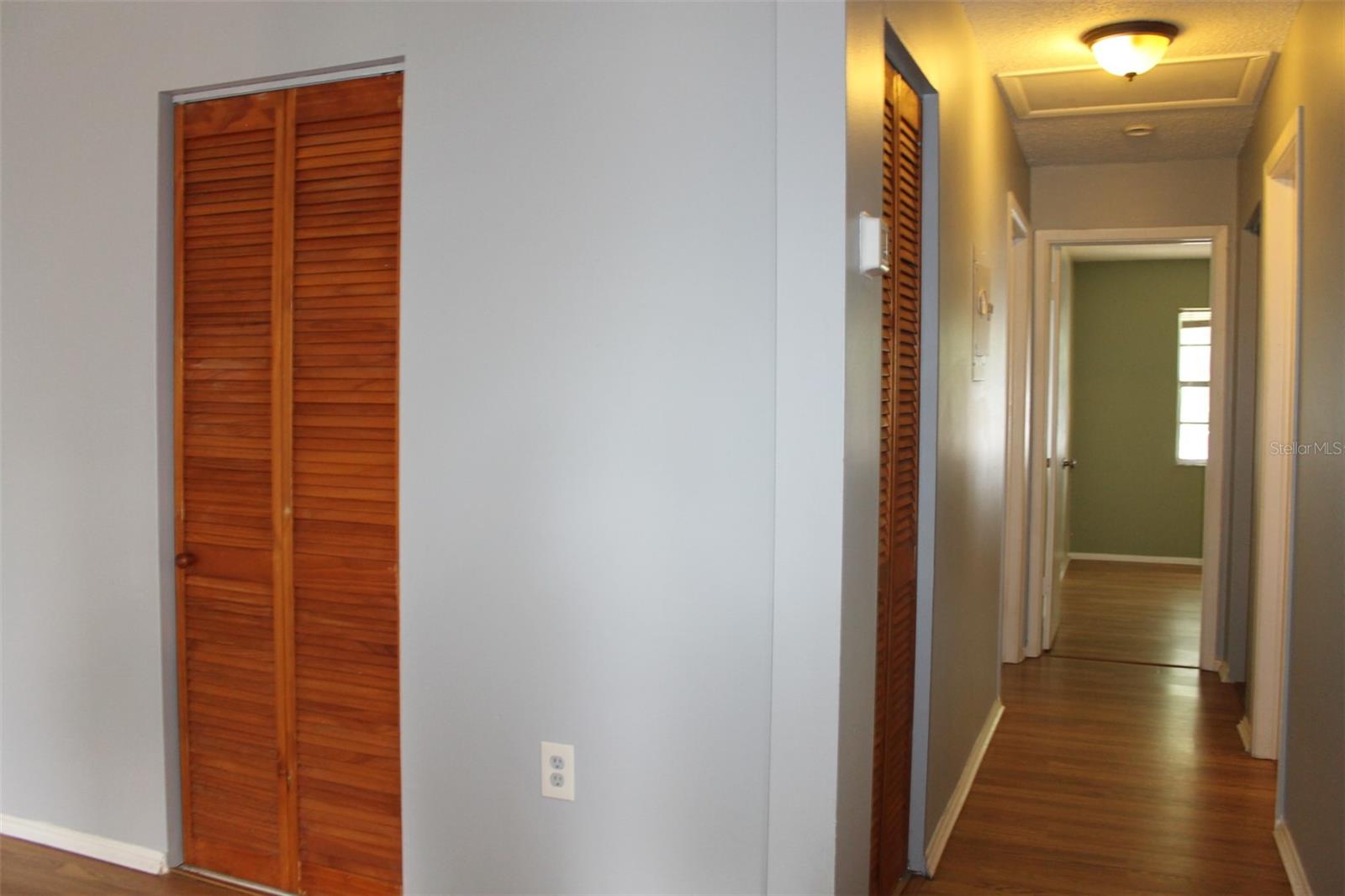 Living Room - large closet & hallway to bedrooms / bathrooms