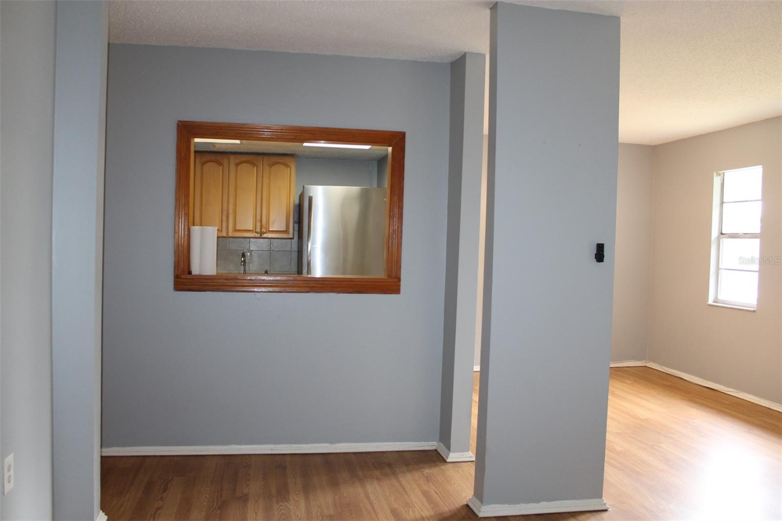 View of Kitchen Pass Thru from Living Room