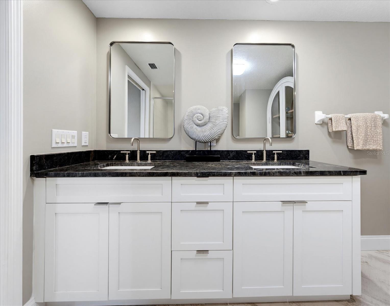 There is so much storage here in your primary bathroom you may not even have enough to store!