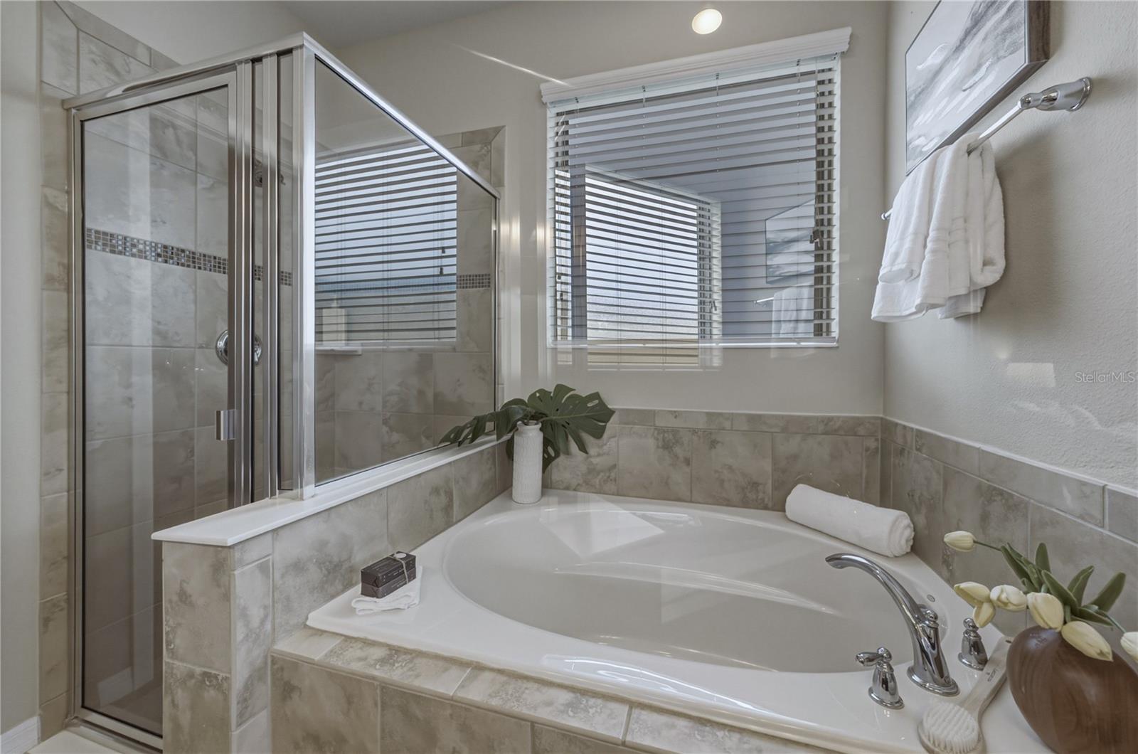 Primary Bath with Large Soaking Tub and Separate Shower
