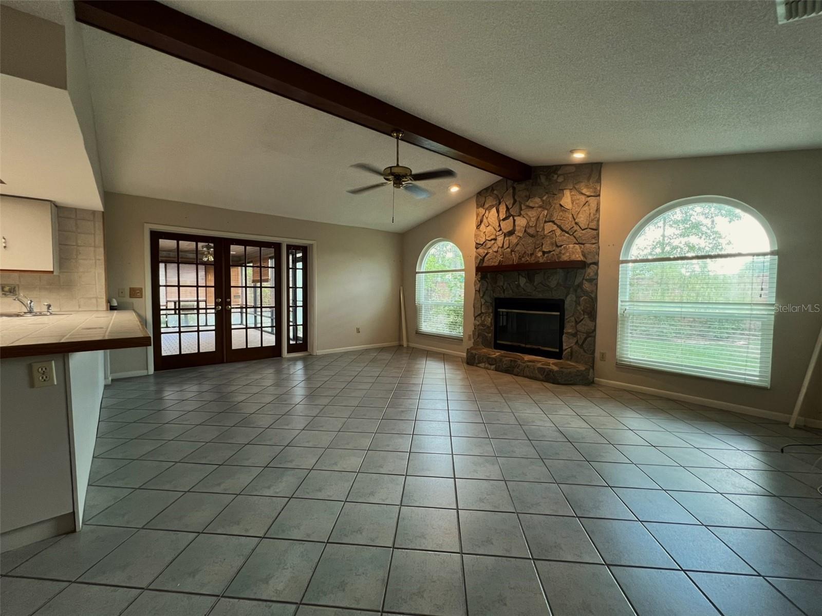 family room - vaulted ceiling