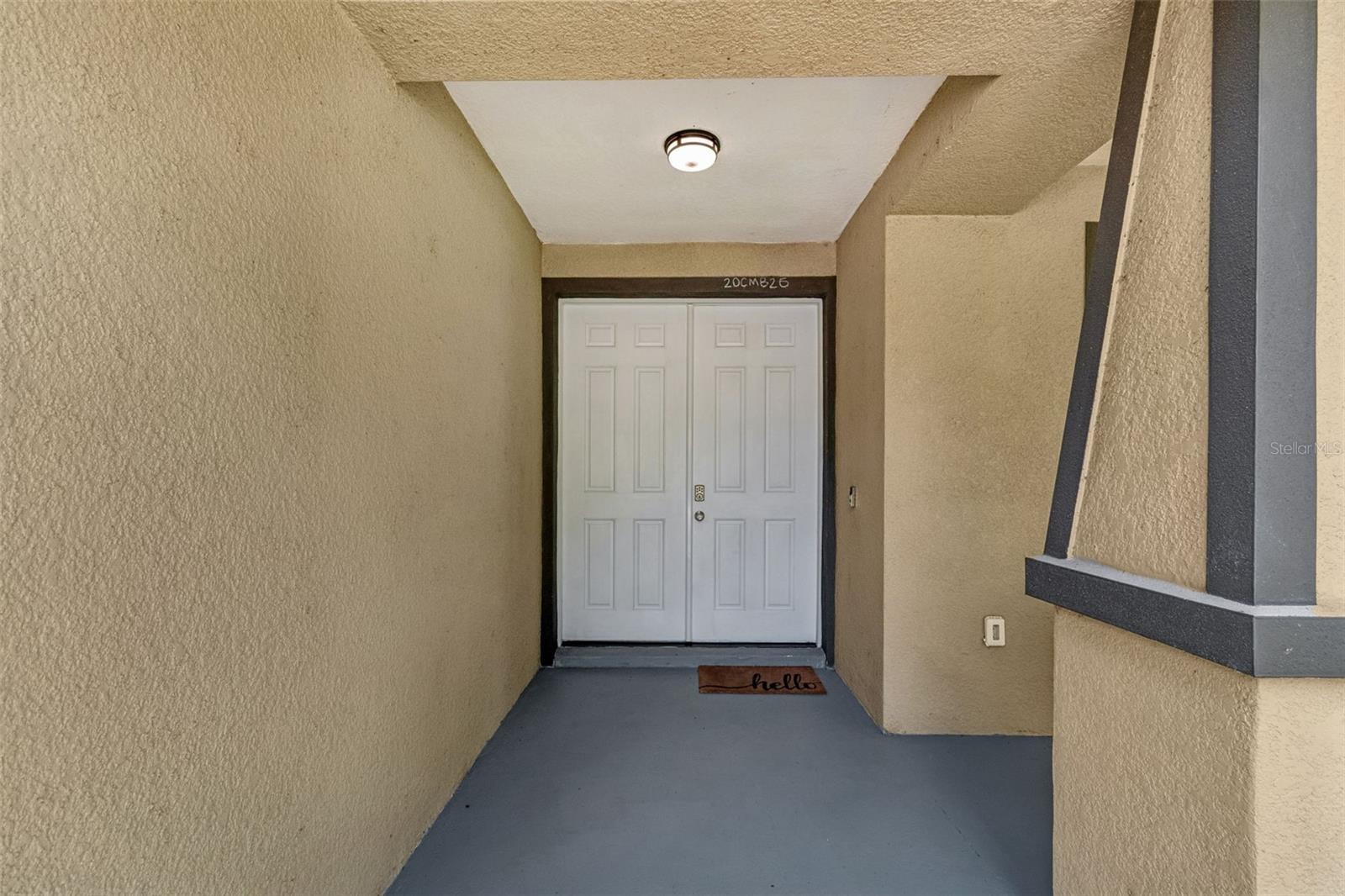 Covered entry with double entry doors