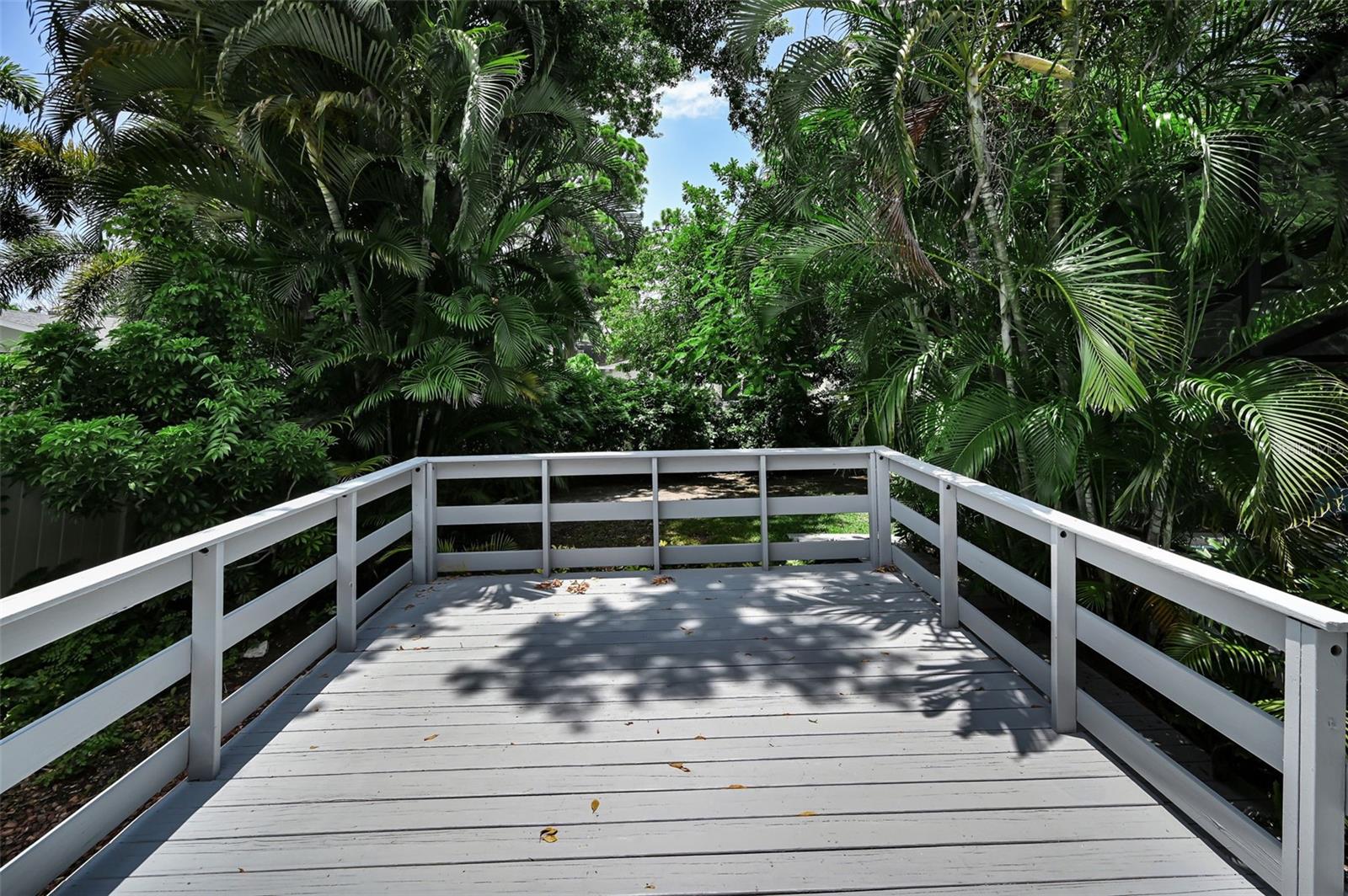 Large private patio adjacent to the pool and overlooking the large .3 Acre treed yard!