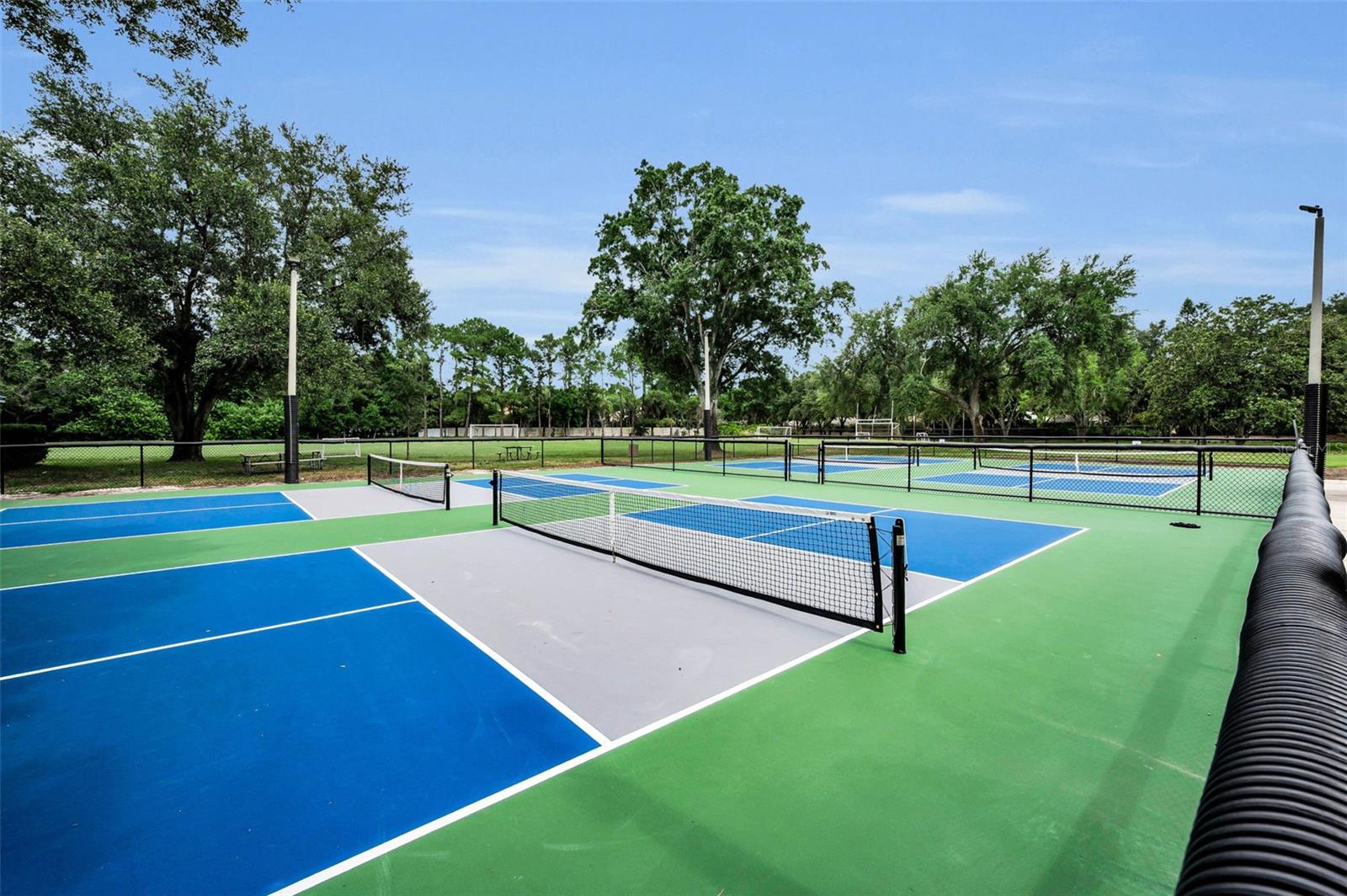 New fenced in pickleball courts at Commons Park