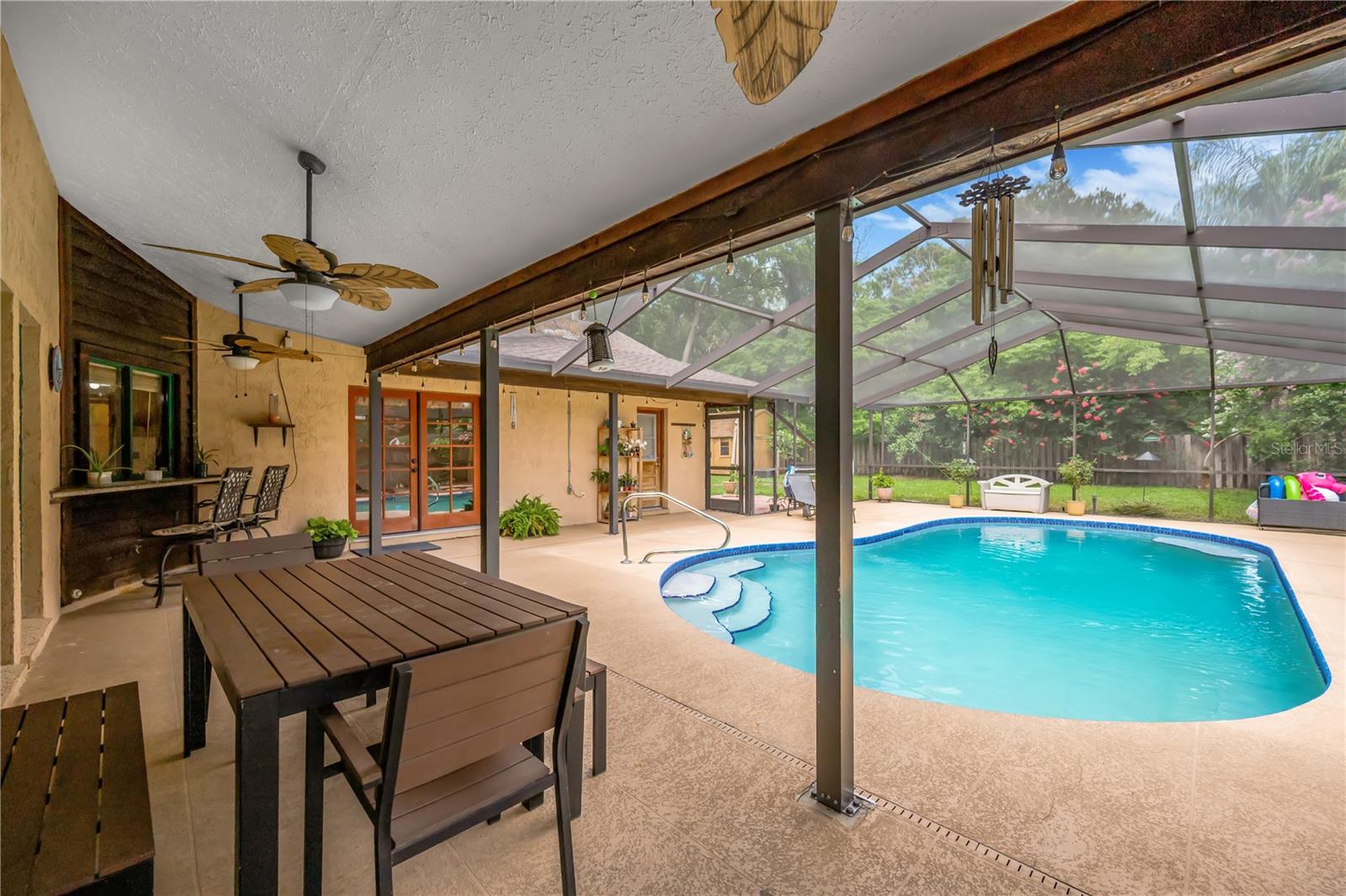 There is a large covered area to entertain even during florida's frequent rain showers.