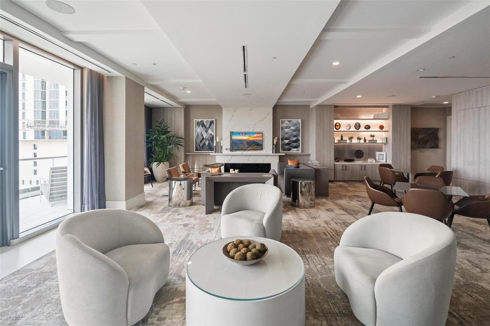 Club ONE is on the second floor and offers residents a well-appointed venue