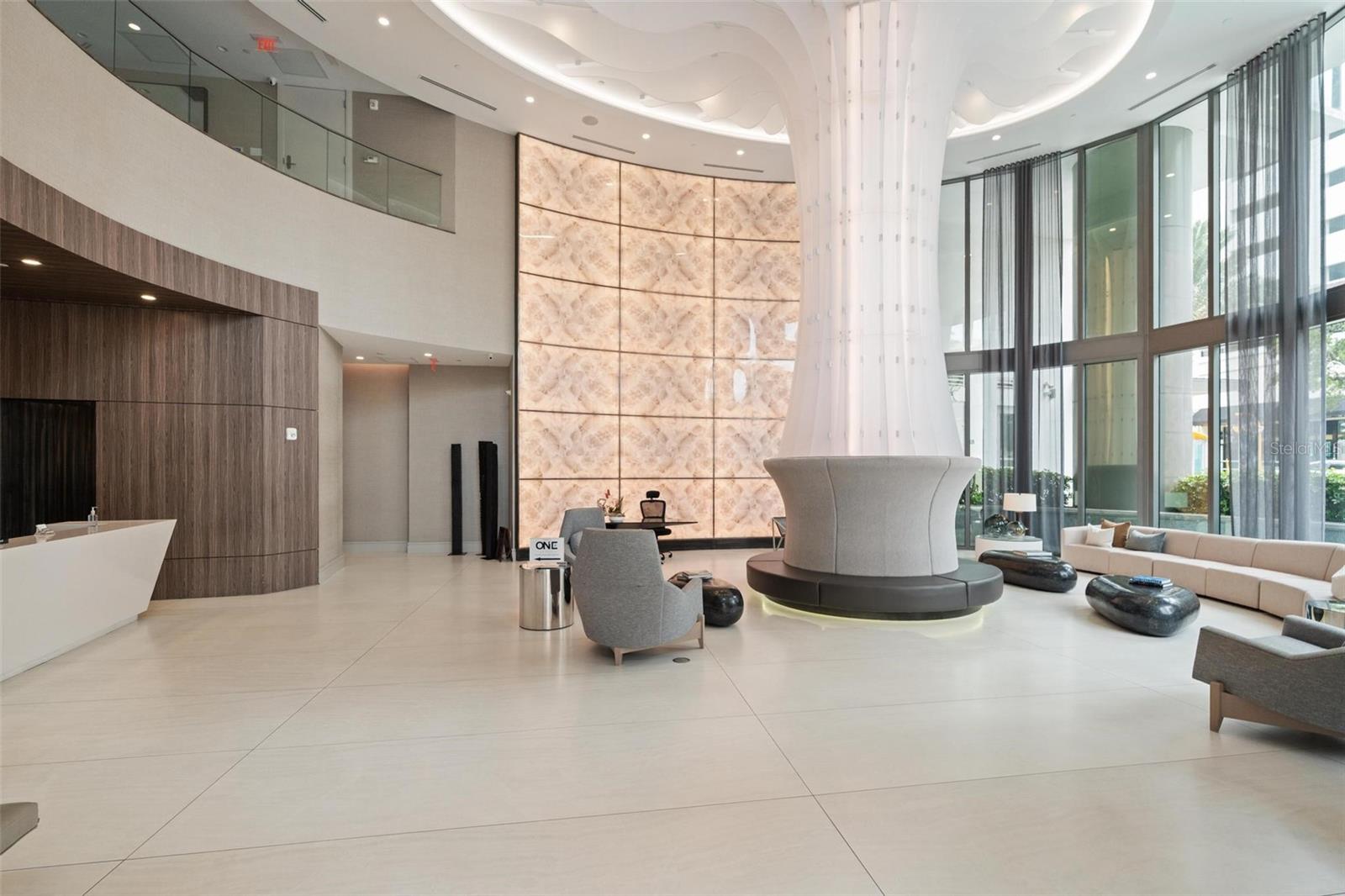 Soaring 30' high Atrium Lobby
